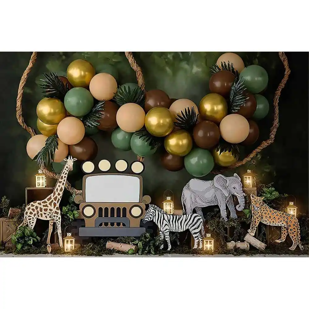 Wild One Photography Background Safari Jungle Animals Boy 1st Birthday Party Cake Smash Decoratio Backdrop For Photo Studio