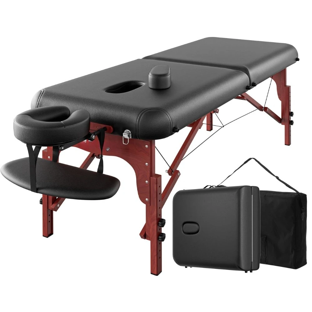 

84" Professional Massage Table Portable 2 Folding Lightweight Facial Salon Spa Tattoo Bed Height Adjustable with Carrying Bag &