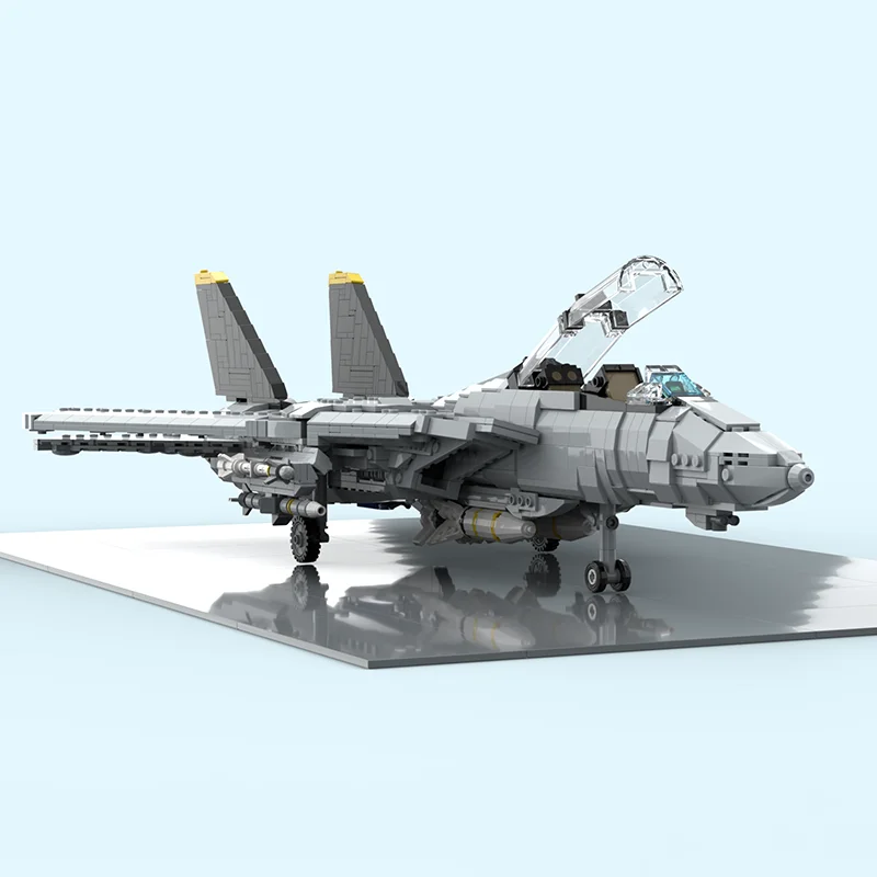 MOC Building Block Famous F 14D Fighter Model  Military Technology Bricks Aerocraft DIY Assembly Collection Toys Holiday Gifts