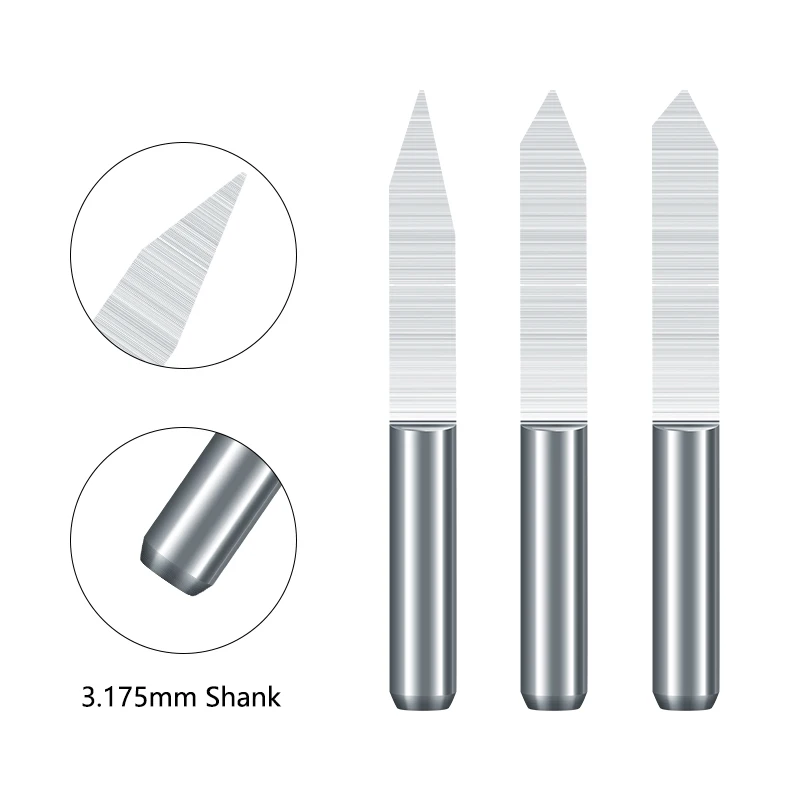 XCAN V Shape PCB Milling Cutter 1/8 Shank 10 15 20 25 Degrees 3D Engraving Bit for Woodworking PVC Carving Tool CNC Router Bit