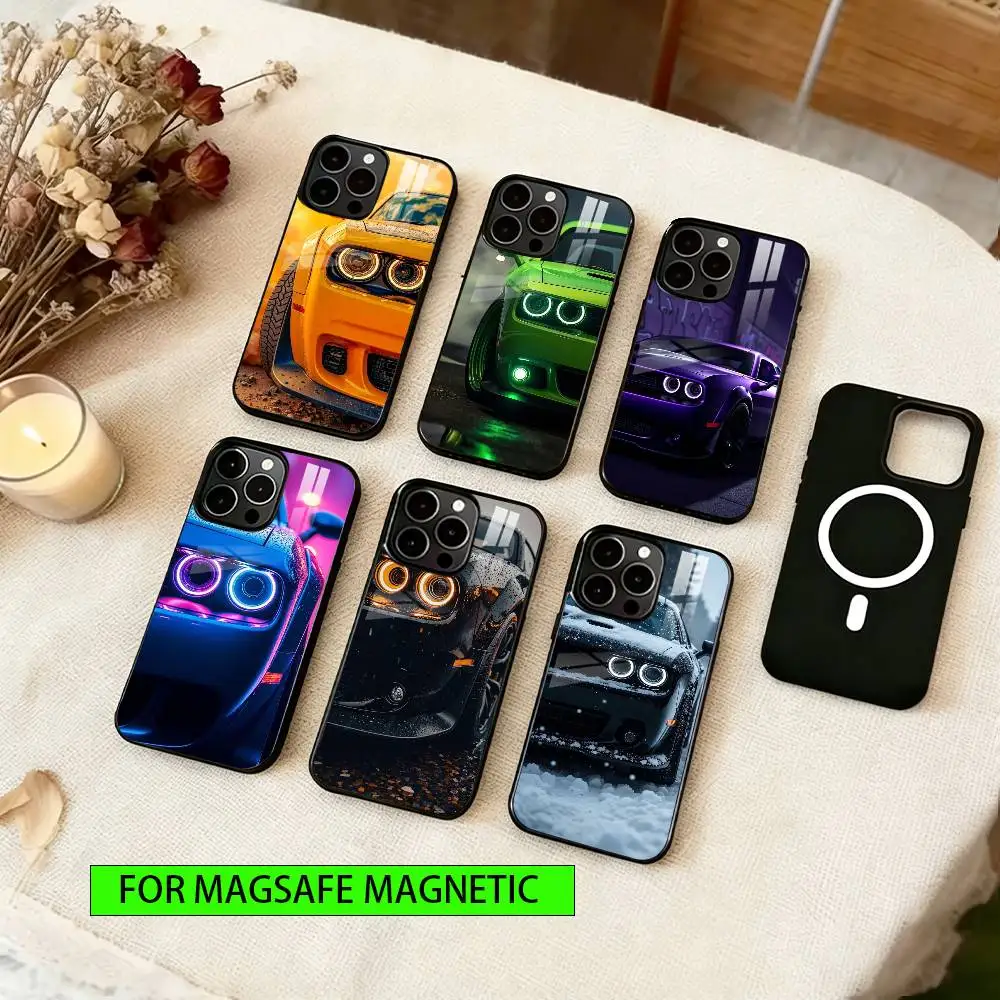 Retro Muscle Car Phone Case For iPhone17,16,15,14,13,12,11 Plus,Pro Magnetic For Magsafe Wireless Charging