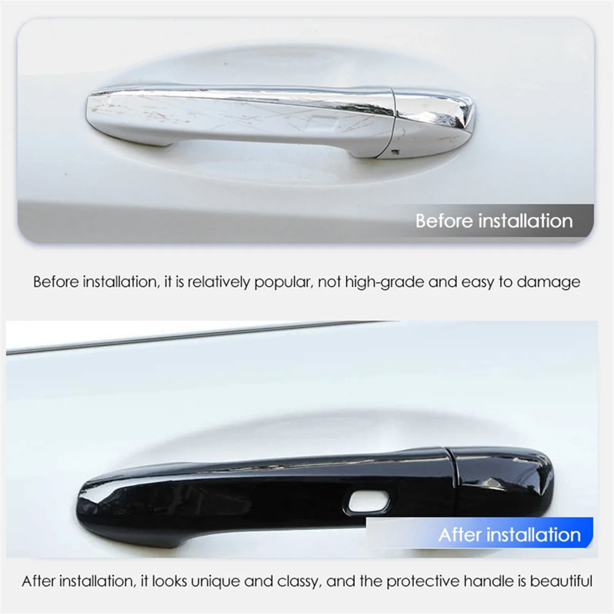 4 шт., защитные наклейки на дверную ручку Mercedes Benz C E GLC GLB A B GLE GLS CLA GLA 15-24, 4 двери с отверстиями