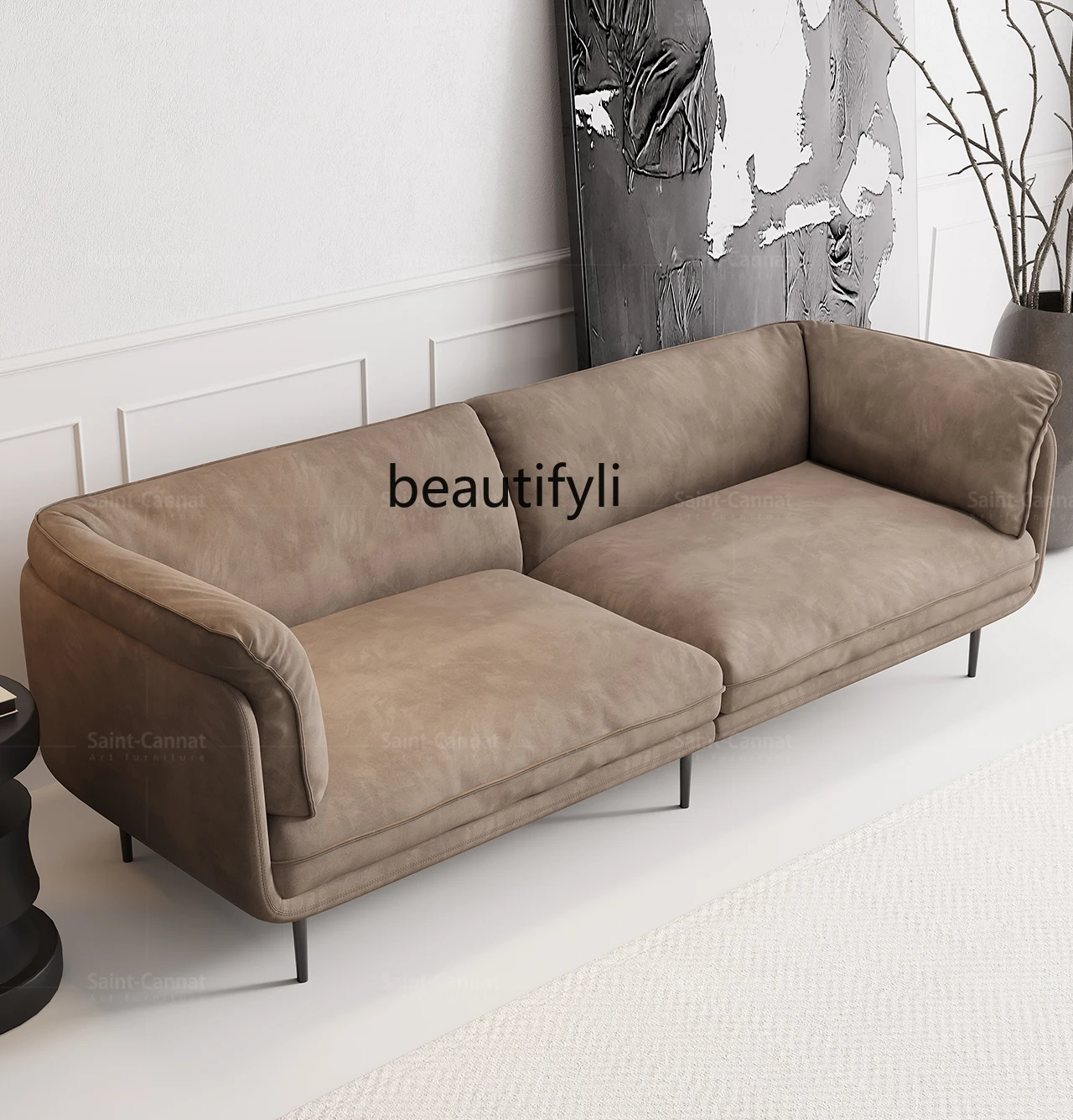 

Sofa Living Room Small Double Row Cat's Paw Cloth Italian Modern Minimalist Fabric Sofa Living Room