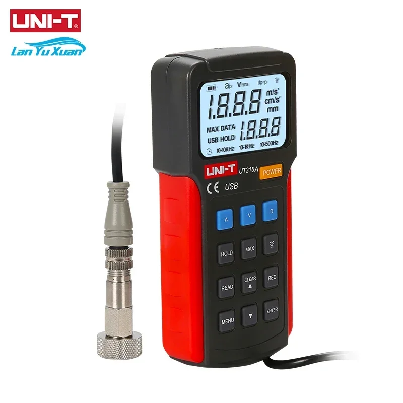 UT315A Digital Vibration Testers Vibration Acceleration Velocity Displacement Measurement USB Connect PC Soft