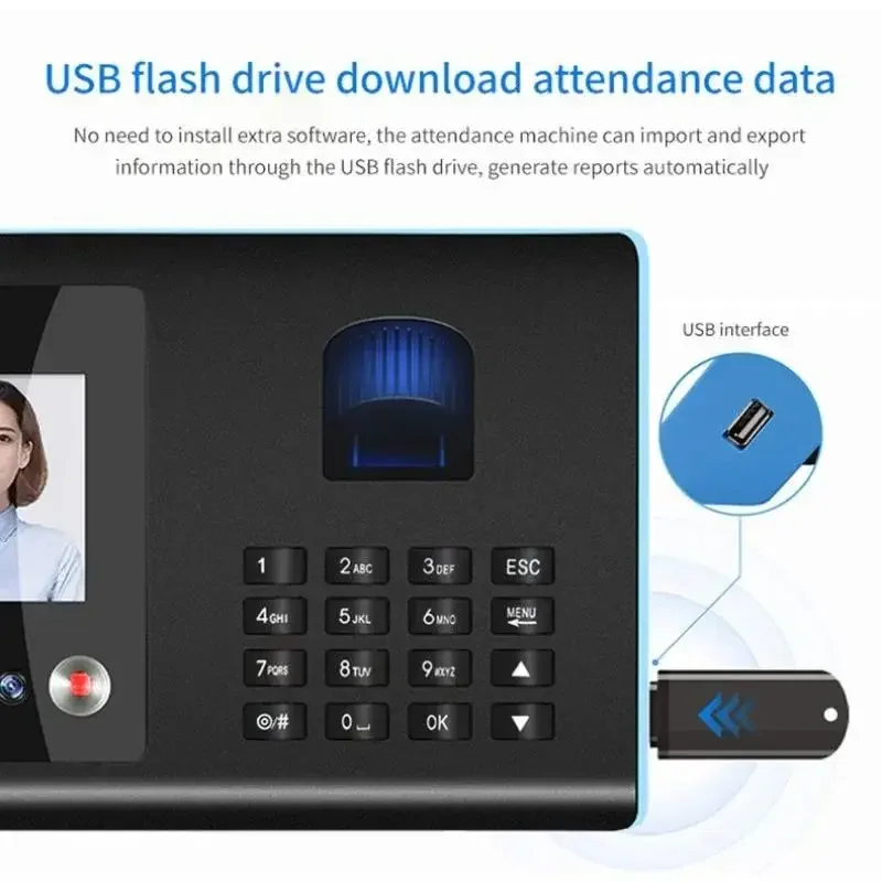 FA01H Attendance Machine Face+ Fingerprint+Password Employee Check-in Device Facial Recognition Apparatus Punch Card Equipment