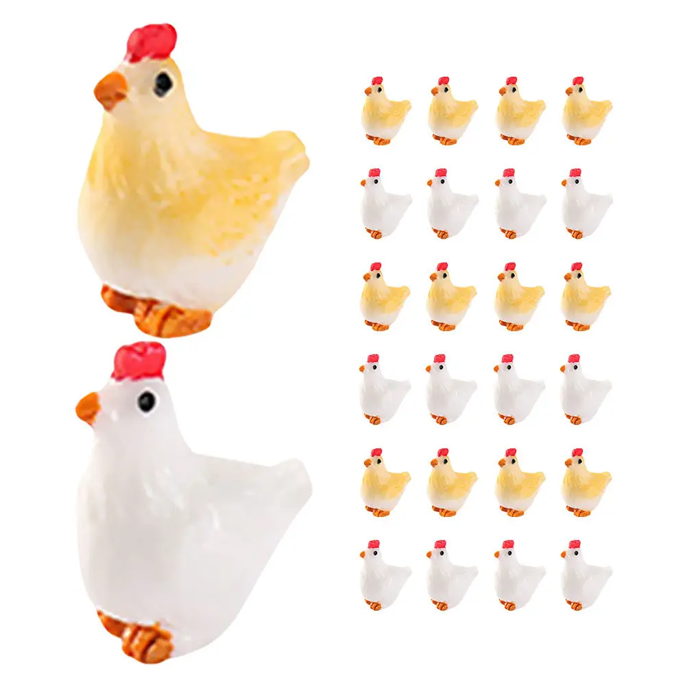 40Pcs Miniature Resin Chicken Family Set Detailed Rooster Hen Figures for Microlandscape Dollhouse Decor Tiny Landscape Desktop