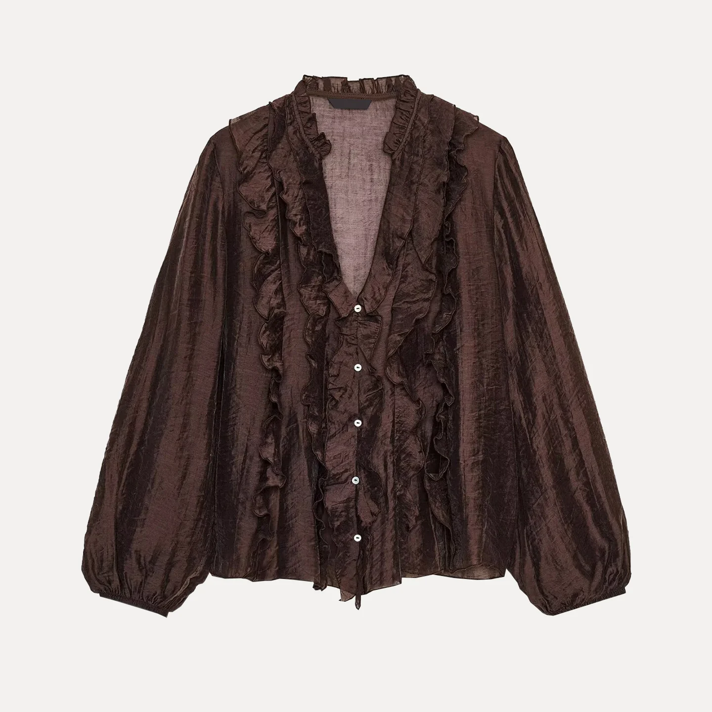 

Elegant Fashionable Women's Shirt Layered Decorative Design Loose Fit Long Sleeve V-Neck Button up Daily Wear Autumn 2025