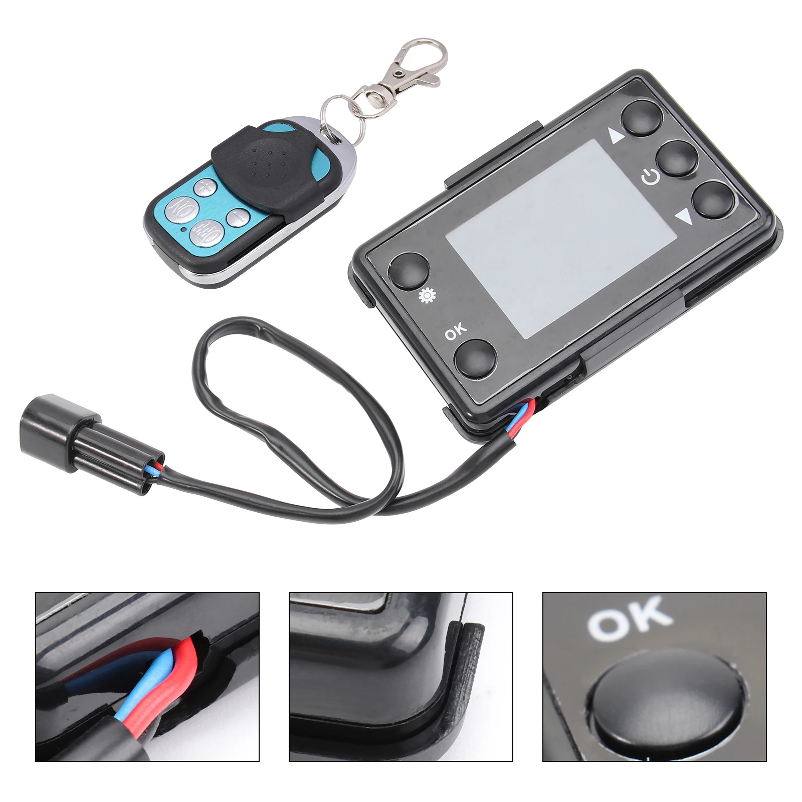 

Car Heater Controller LCD Display Black Small Lightweight Portable Timing Start Stop Button Universal Heater Accessory
