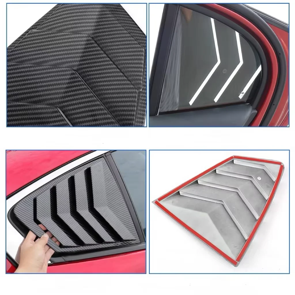 For Mazda 3 Axela Sedan 2020 2021 2022 Car Rear Louver Window Side Shutter Cover Trim Sticker Vent Scoop ABS Black Carbon Fiber