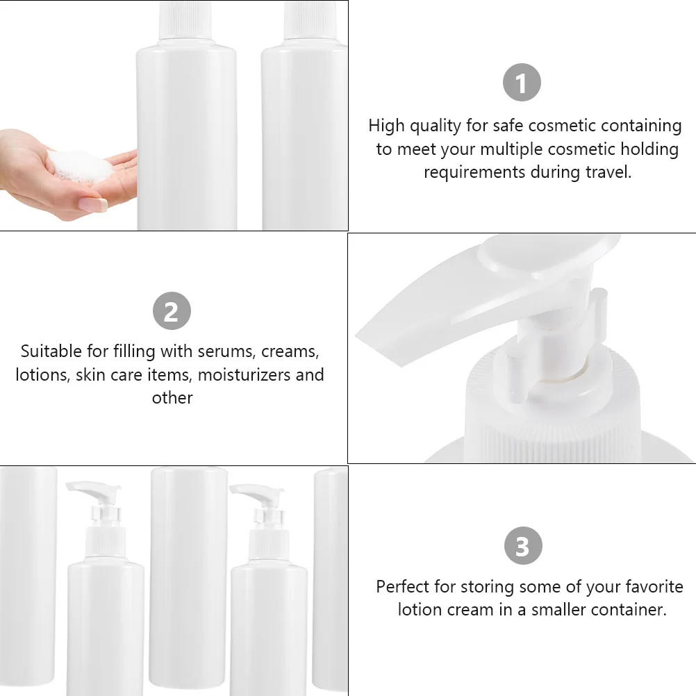 

10 Pcs Travel Toiletries Bottled Liquid Bottles Lotion Pump Container Empty Size Shampoo for Body Wash Small White Plastic