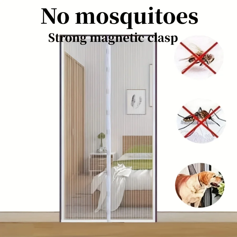 Magnetic Mosquito-Proof Magic Door Curtains, Polyester Edged Automatic Closing Magnetic Screen Door Curtains Available in size