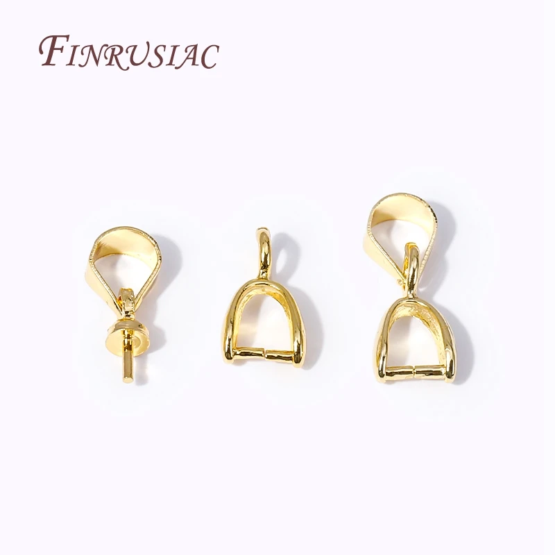 18K Gold Plated Pinch Pendant Bail,Brass Pendant Clasps Pinch Clip Bail Hooks Connector DIY Handmade Jewelry Making Accessories