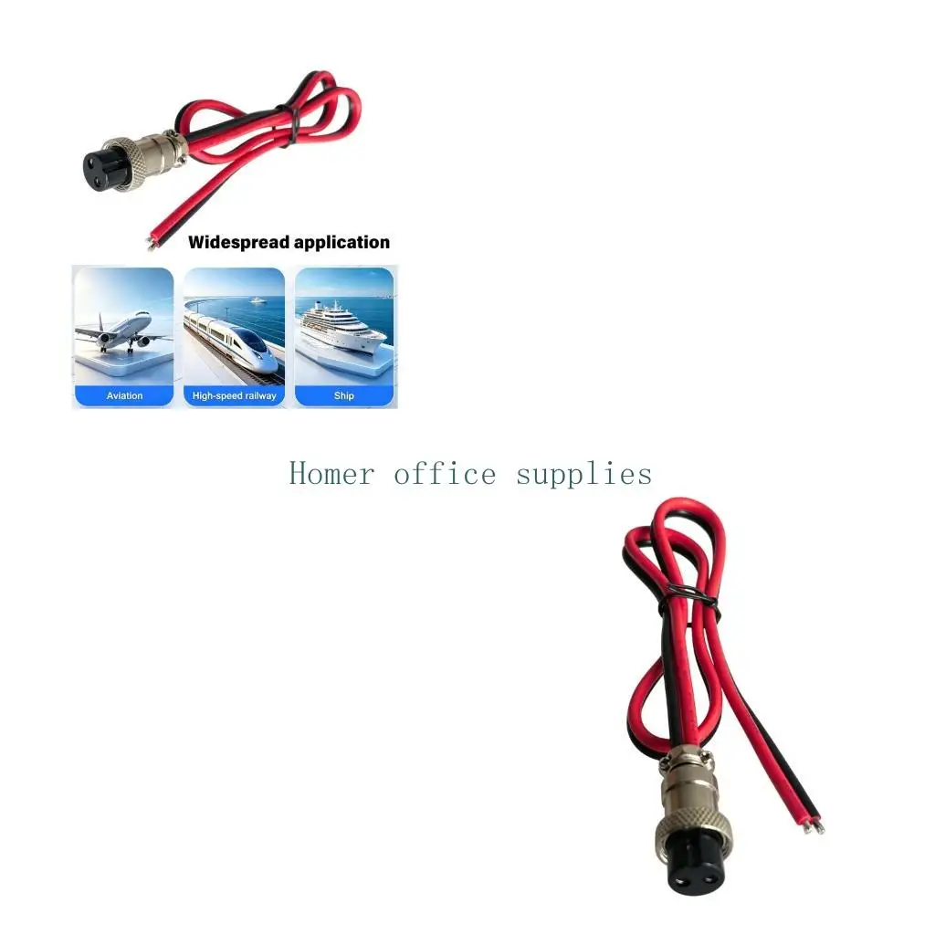 K43B 2 Pin GX16 Female Power Cable, Open End Pigtail Wire for Device Repair, Stage Light Wiring and Camera Power Tasks