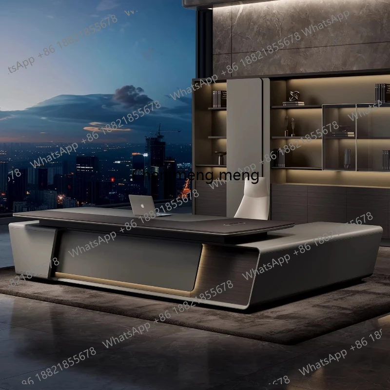 Luxury top L shaped boss table bureaux de travail Computer desk Room desks filing cabinet office table pliante Motion furniture