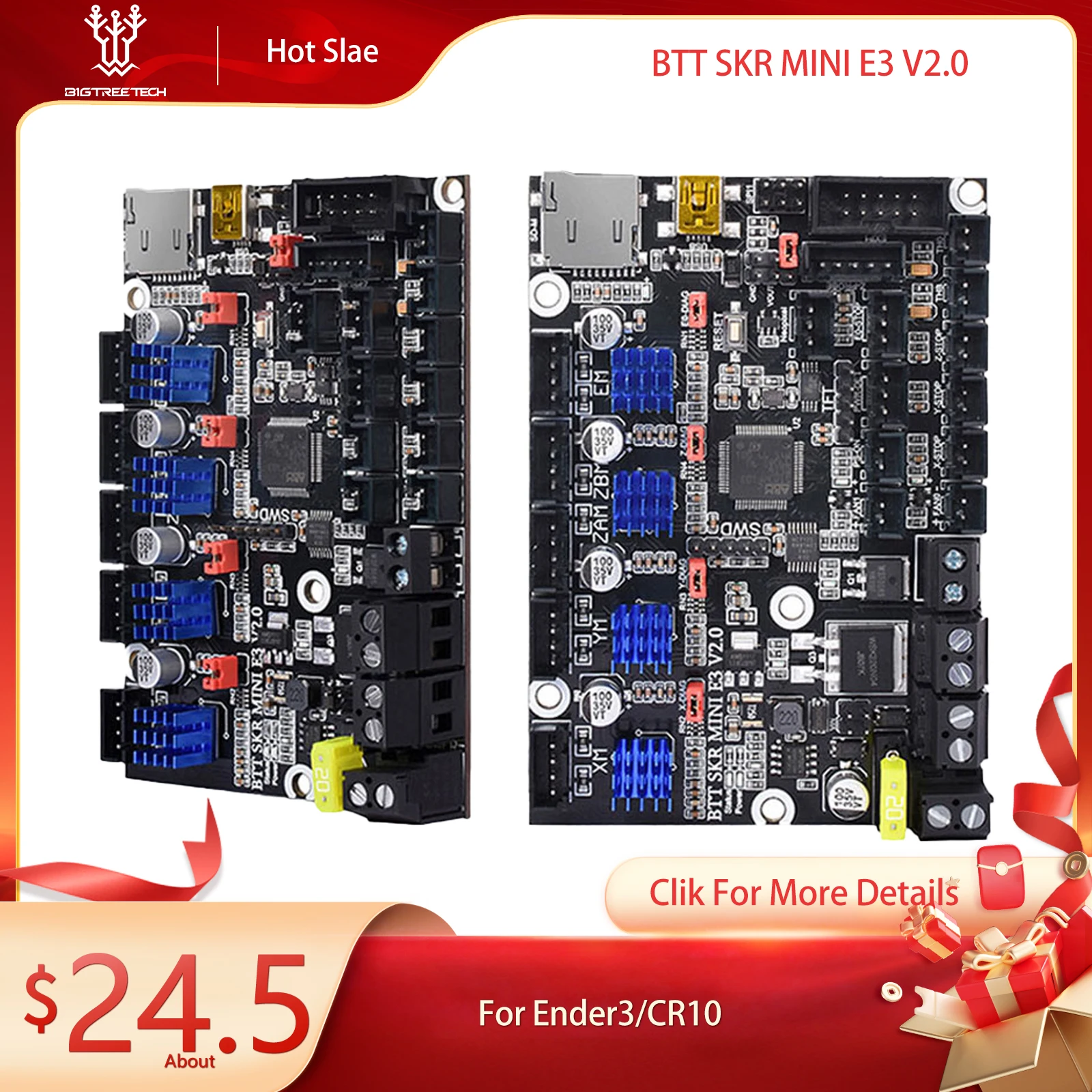 BIGTREETECH SKR MINI E3 V2 32Bit 3D Płyta główna TMC2209 Części do drukarek 3D Ender 3/5 Pro Upgrade Ender3 V2 BTT SKR V1.4 Turbo