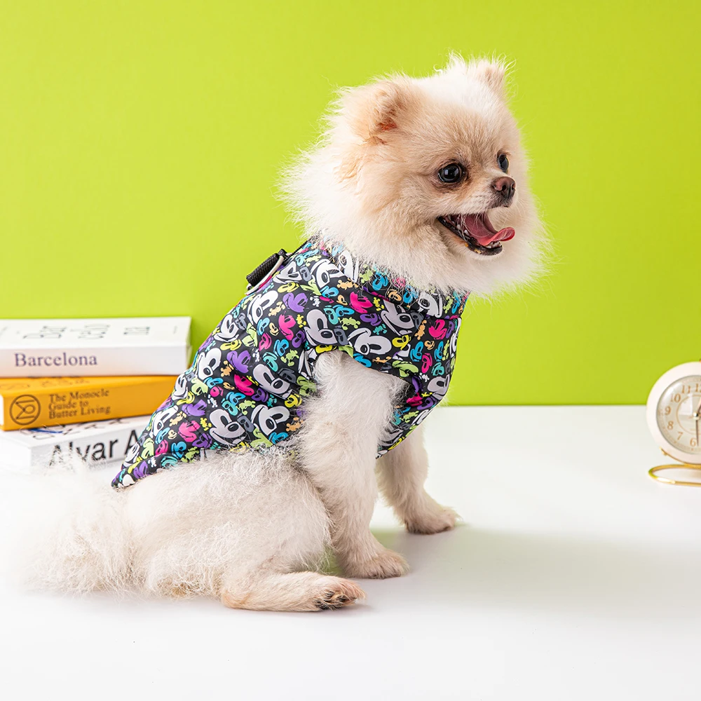 Disney Winter Dog Clothes Fashion Printed Vest Warm Dog Cotton Coat Pet Costume Pet Clothes Dog Clothes Winter