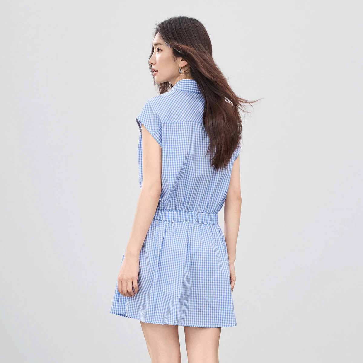 SENTUBILA Summer Plaid Shirt Dress Set Women 2026 Pure Cotton Lace Spliced Mini Pleated Dress with Shorts 2 Piece Sets W62LA6911