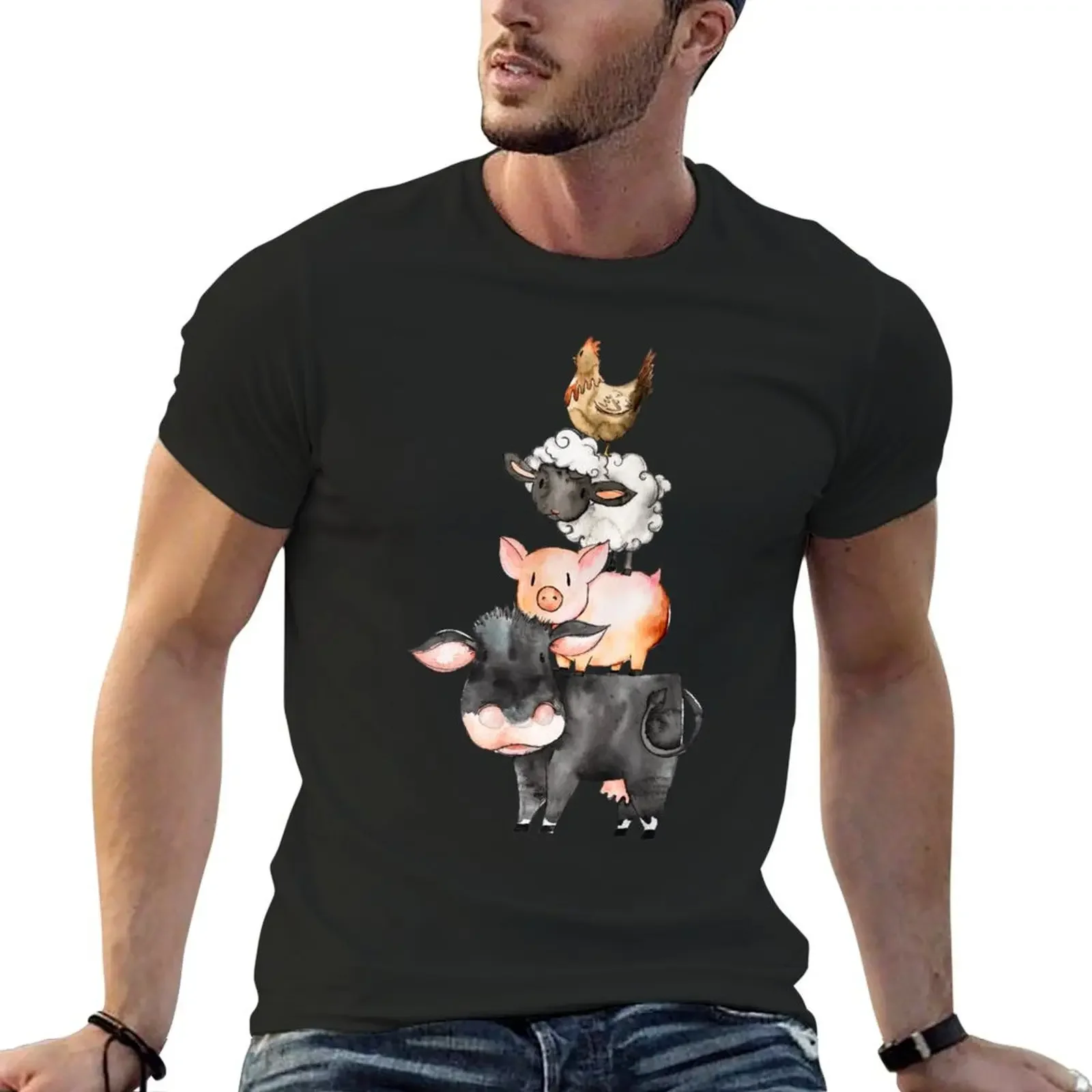 Barn Yard Animal Stack T-Shirt sublime oversized mens graphic t-shirts