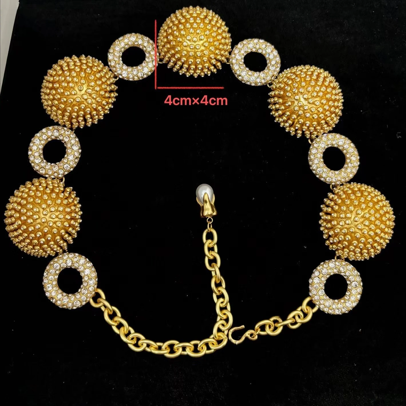 Brass Gold Plated Full Diamond Geometric Circular Luxury Top Quality Necklace Women Party Dinner Designer Jewelry
