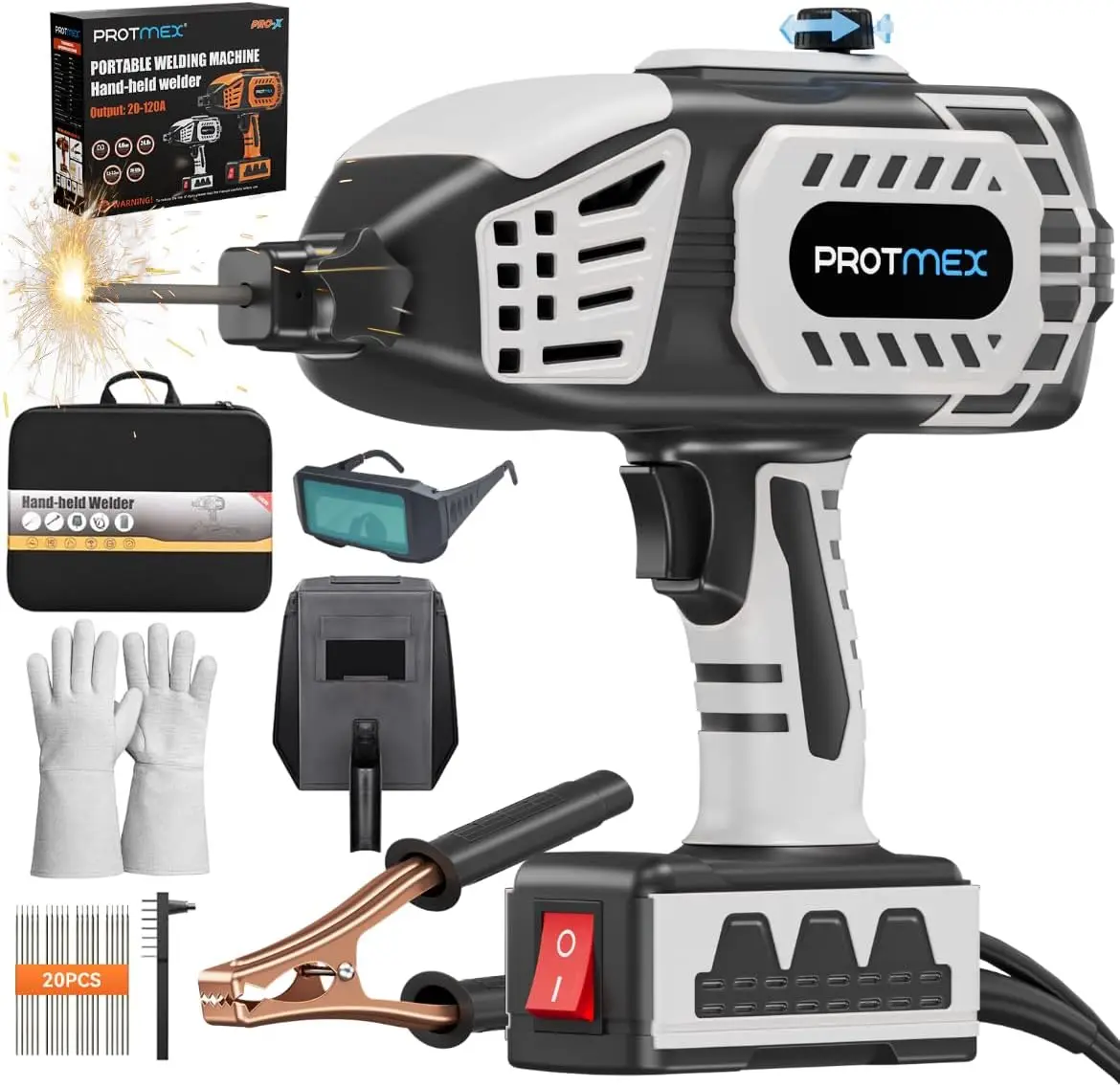 

Portable 110V ARC Welder Machine, IGBT Inverter 20-120A Adjustable, 5 Currents, 20 Rods, for Home DIY Repair