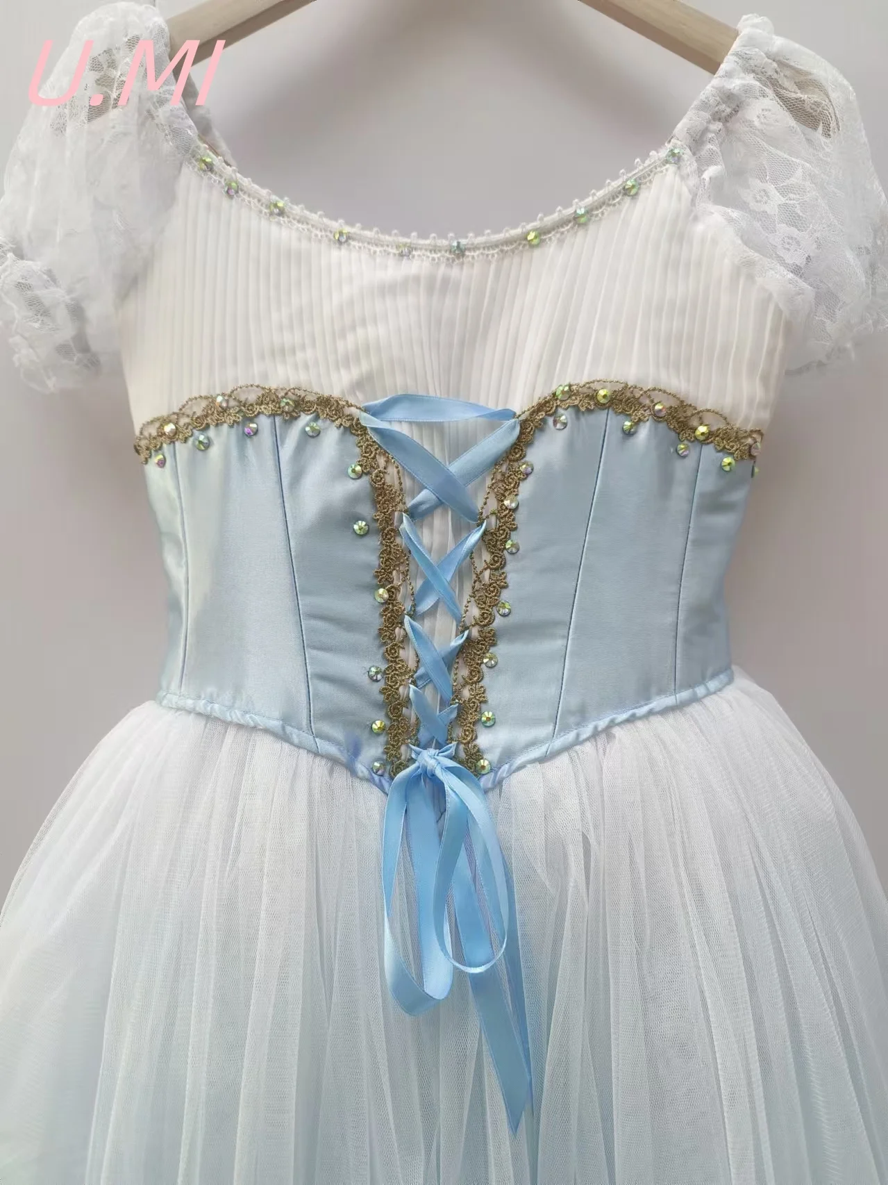 VESTIDO DE BALLET Profissional GRIS AZUL GABELIA LONGO VEYOR VESTIDO PERFORMANÇA PERSONALIZADO