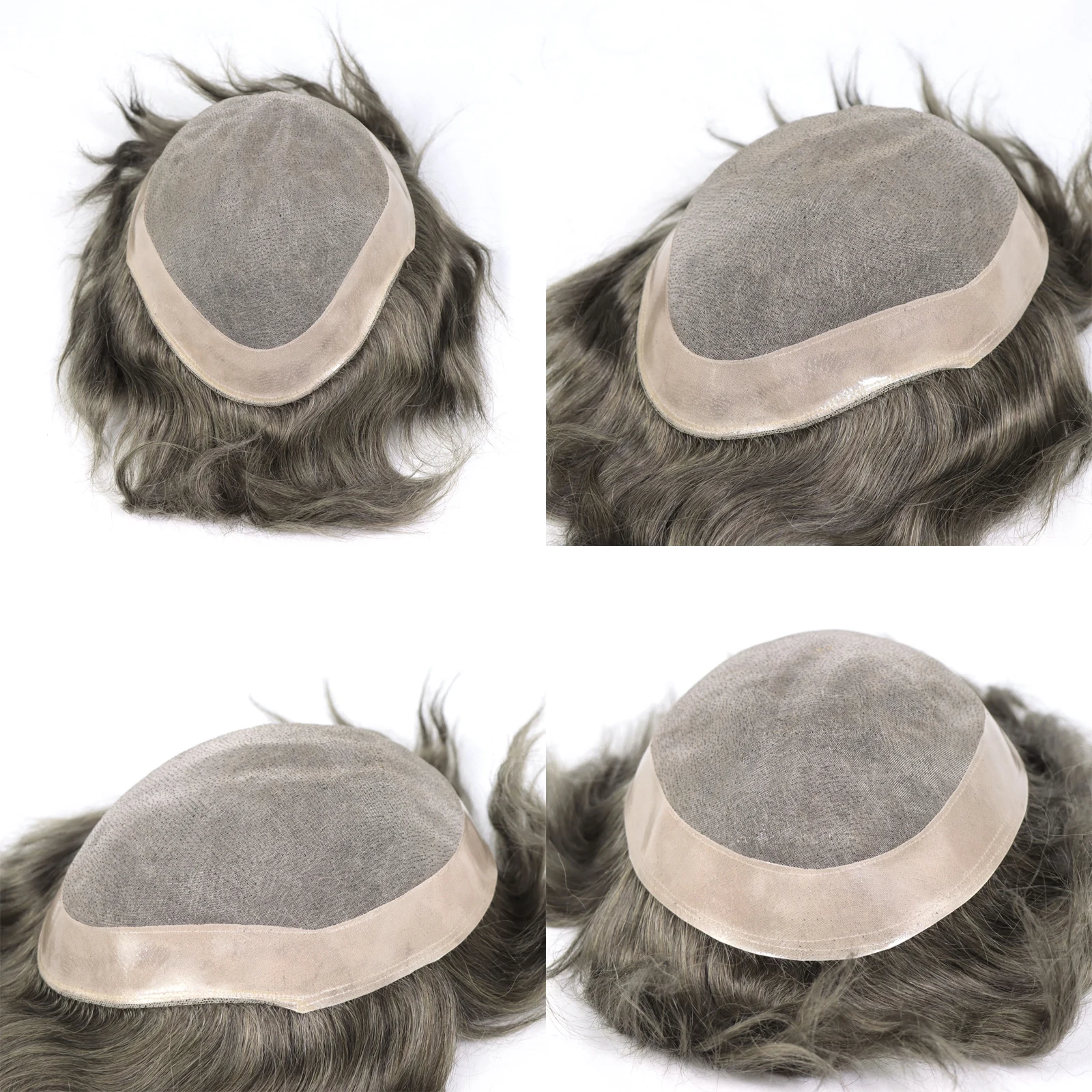 وحدة شعر بشري بني وحدة شعر مستعار للرجال قطعة شعر أحادية قابلة للتنفس مع قاعدة PU 8 × 10 بوصة نظام استبدال الشعر للرجال #6