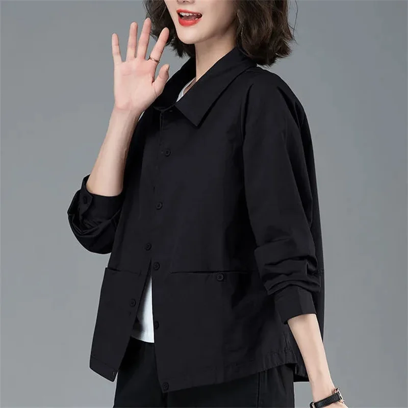 Women\'s Jacket 2024 New Spring Autumn Fashion Long Sleeve Middle-Mother\'s Casual Thin Short Coat Women Shirt Windbreaker Female