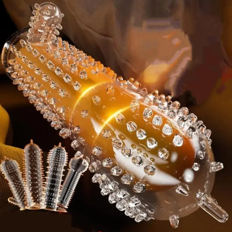 【SA】【SA】1Pcs Penis Sleeve Condoms For Men Extension Dick Enlargement Delay Ejaculation Spike Clit Massager Cover Crystal Condoms view 5