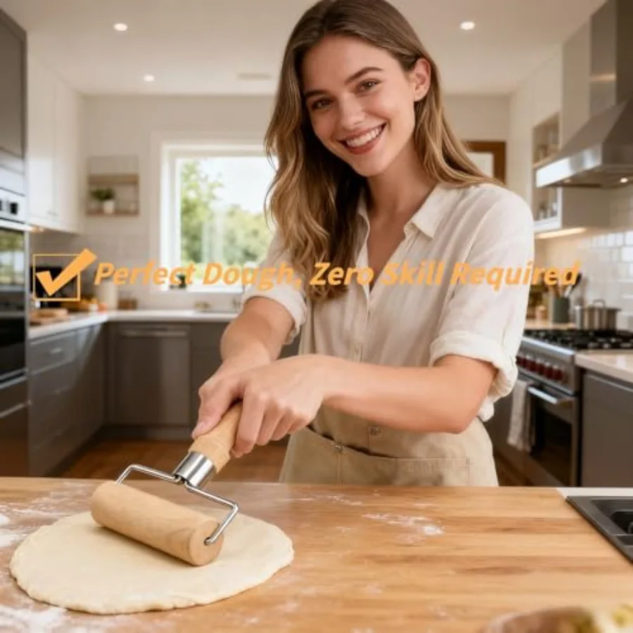 Top Rolling Pins for PizzaandDough - Non-Stick, Wooden and Easy Clean, Baking, Pastry, Pie, Cookies - Kitchen Must Have, Beechw