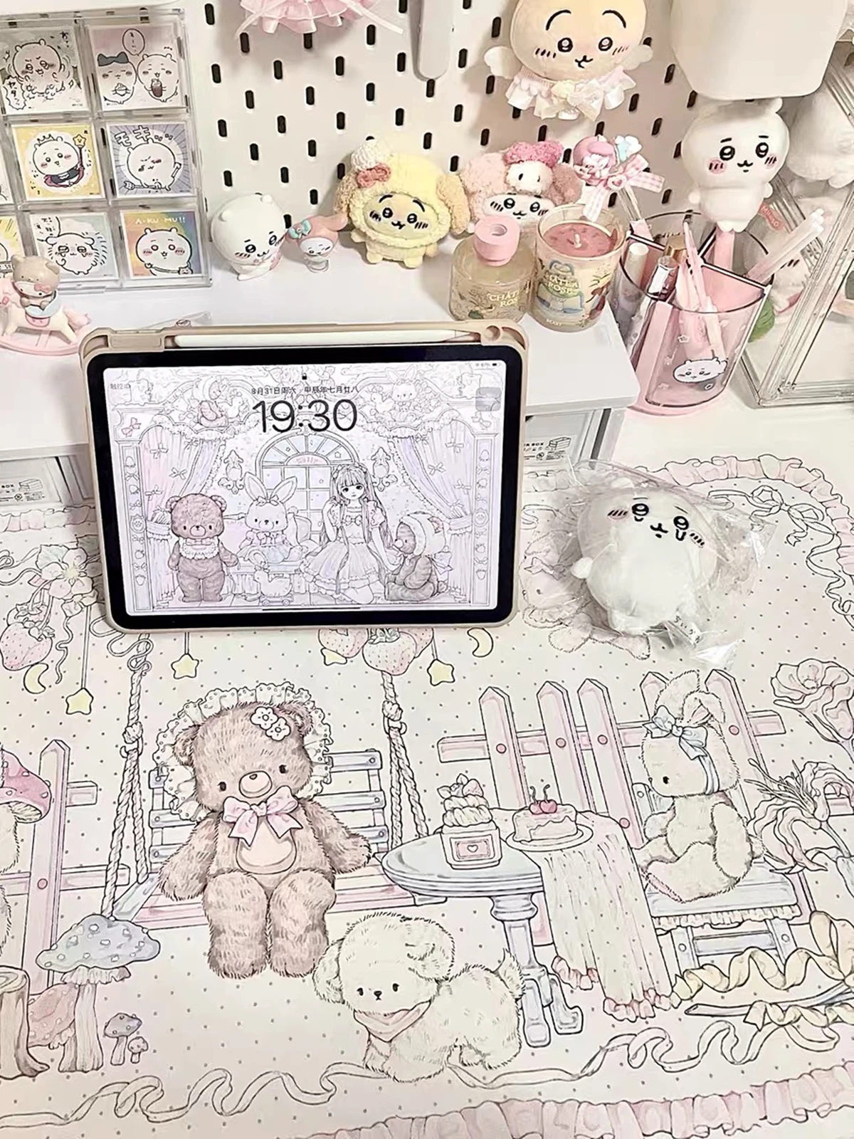 Laptop Mousepad Cute Kawaii Anime Girl Deskmat Long Table Mat Teen Girls Bedroom Student Placemat Keyboard Mat Large Mouse Pad