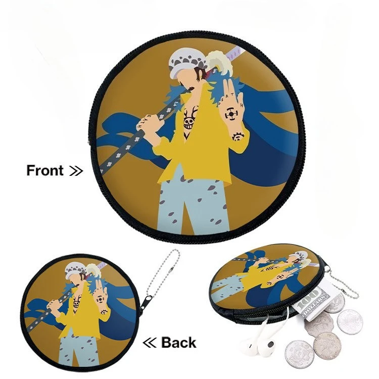 Цельный круглый кошелек для монет с периферийным анимационным принтом, сумка для наушников на молнии для мужчин и женщин, студентов