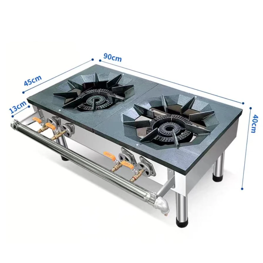 

Stainless Steel Gas Stove Commercial Double Burner Kitchen Cook Equipment Hot Sales Restaurant Soup Cooking Gas Stoves