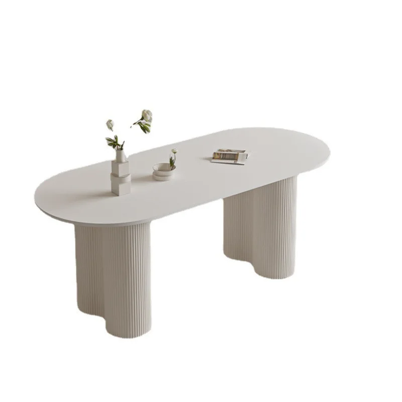 

light luxury cream style slate dining table and chair combination white western dining table restaurant dining table