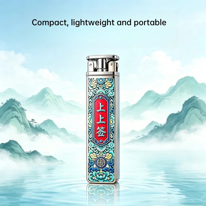 New Metal Vintage Luminous Lighter,  Slim Portable Kerosine Lighter, Double‑sided Color Printed, Premium‑feeling Creative Gift