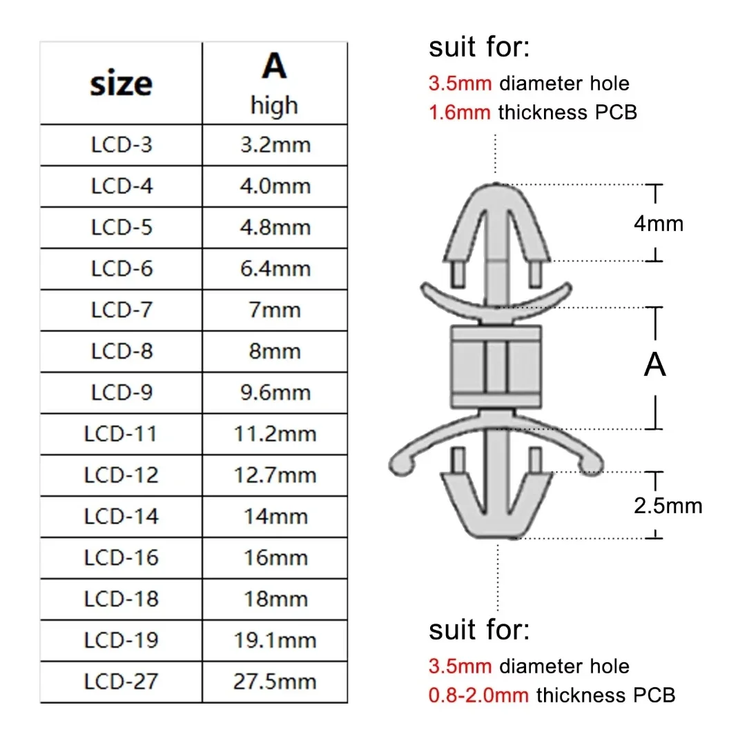 Nylon Plastic Standoff Spacer Rivet Press In Lock Clip Auto Fastener Fixed Support for 3.5mm Hole Chassis PCB Circuit Board