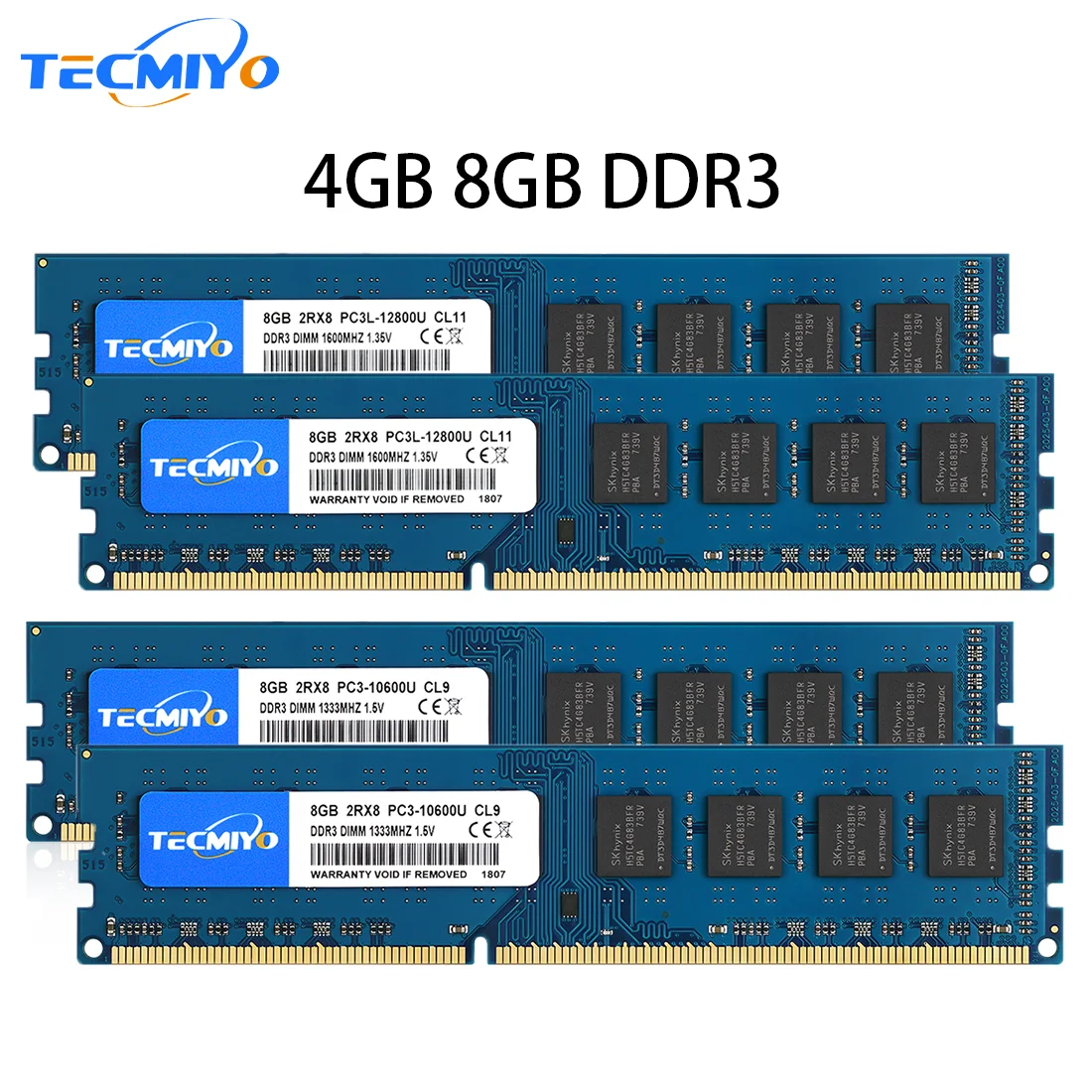 Оперативная память TECMIYO для настольного компьютера 4 ГБ 8 ГБ DDR3 DDR3L 1600 МГц 1333 МГц Искусственная раскрывная память 1