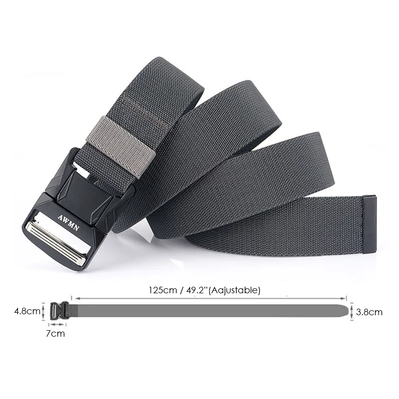 Stretch Tactical Belts For Men Anti-Rust Metal Quick Release Buckle Outdoor Work Sports Belt 1200D Real Nylon Jeans Belt