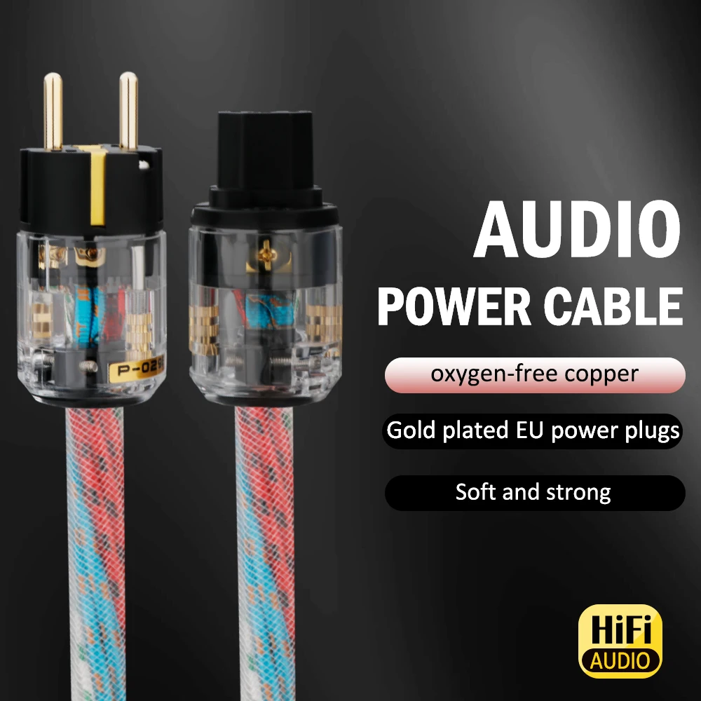 HiFi Power Cable Hi-end Copper US/EU AC Power Cord Cable with Gold Plated AC Cable Audiophile Power Cable Amplifier Power Wire
