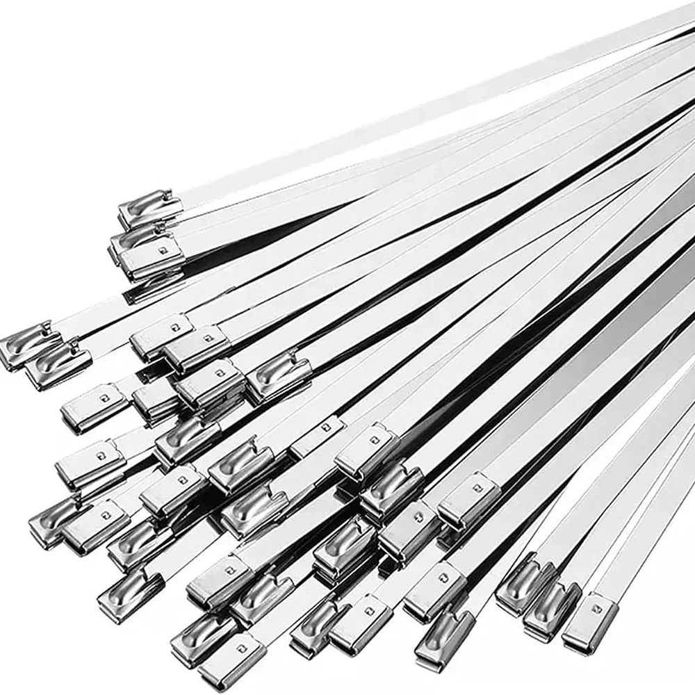 Fastening Ring 4.6mm Stainless Steel Cable Ties Metal Zip Tie Strap 100Pcs for Exhaust Wrap Multi-Purpose Self-locking