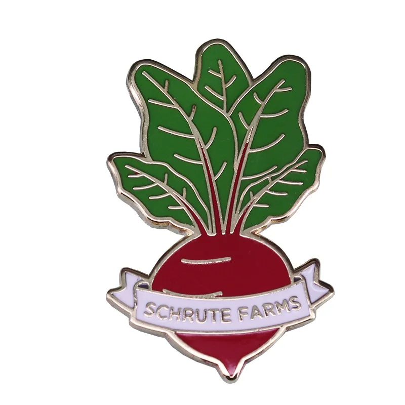 The Office Schrute Farms Vegetable Radish Enamel Pin Lapel Pin for Clothes Brooches on Backpack Briefcase Badge Jewelry