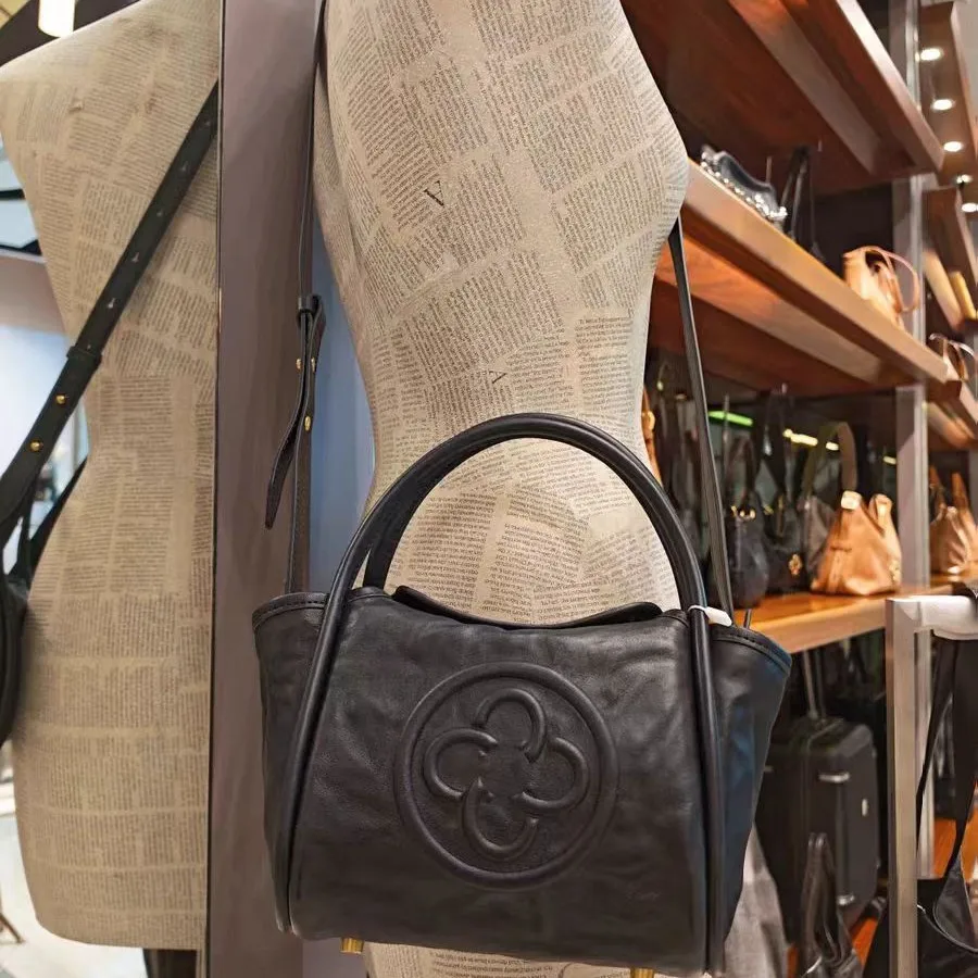 Cassile Angel Bag 2025 Vegetable-Tanned Leather Wrinkled Single-Shoulder Crossbody Bag Pink Handheld Basket