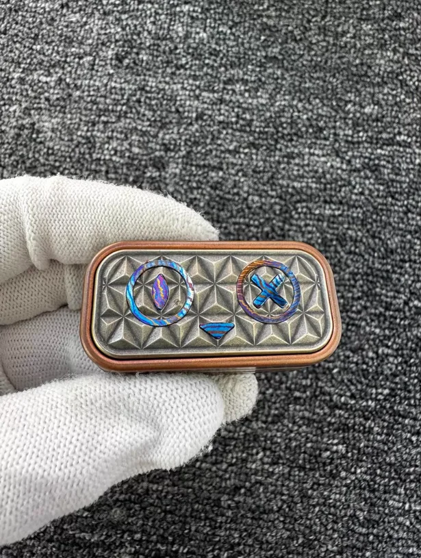 Used EDC cat White purple copper+timascus fidget slider decompression toy