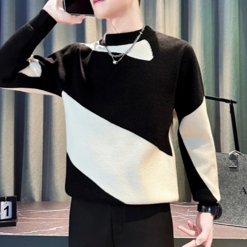 

Осенне-зимний мужской вязаный свитер с длинными рукавами, утепленный и теплый пуловер, повседневные деловые свитера, мужская одежда