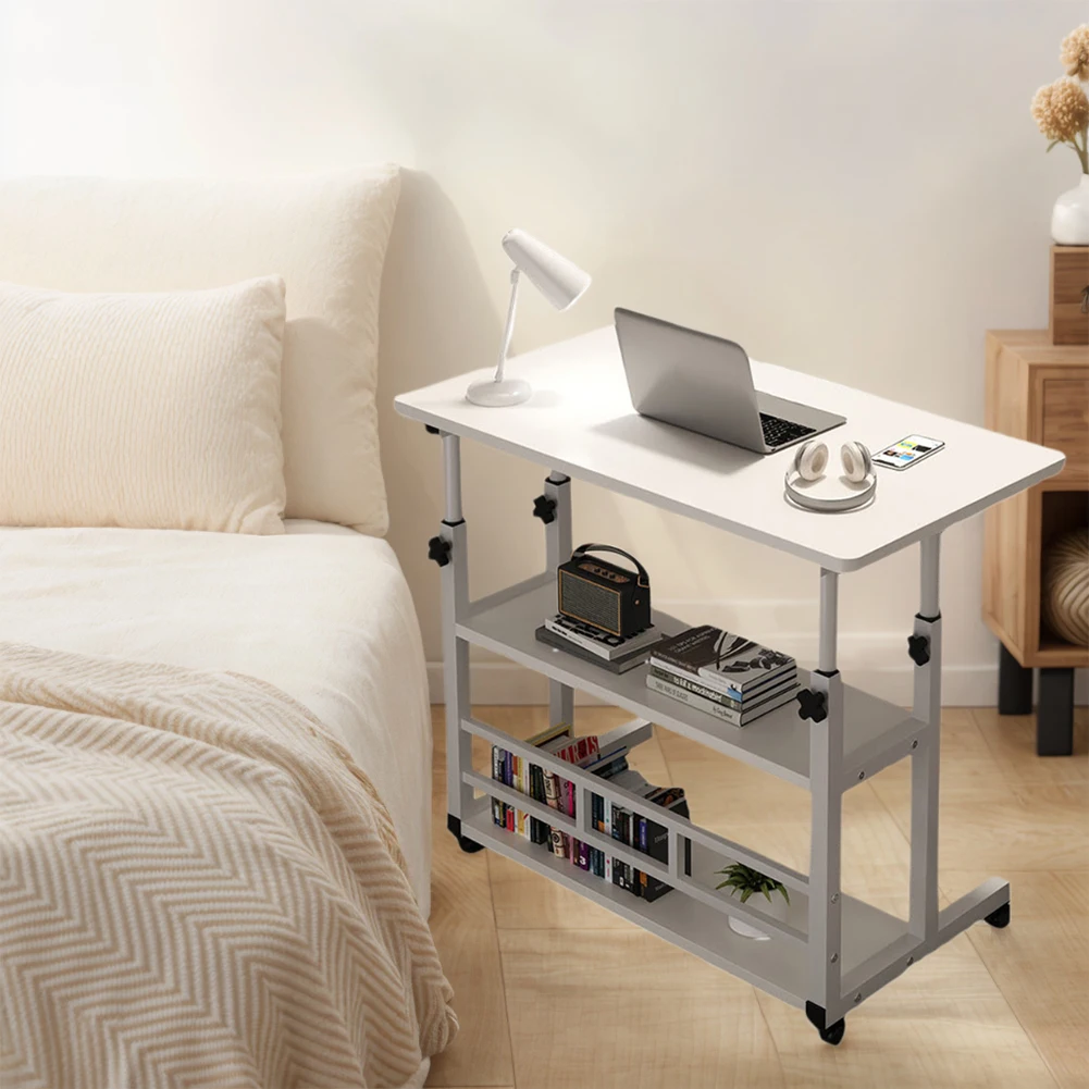 Adjustable Bedside Laptop Desk Multi-Layer Storage Height Adjustable Bedside Table Height Adjustable Laptop Desk for Home Office