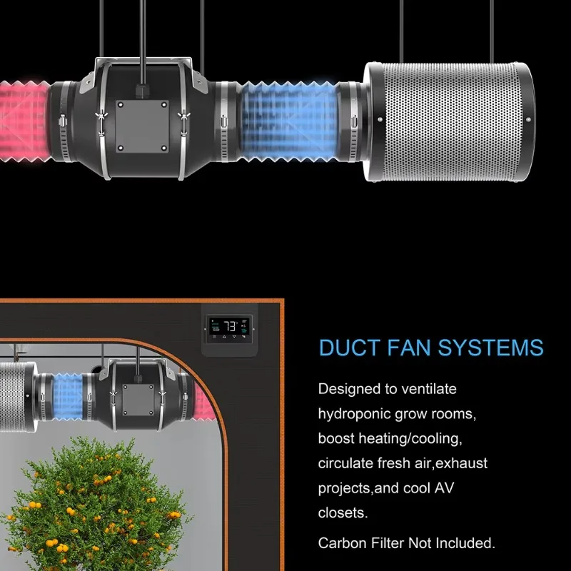 4inch*16.5ft 110-240V Ventilation Exhaust Fan for Heating Cooling Booster
