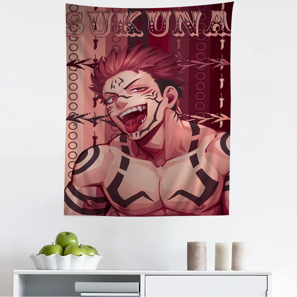 Jujutsu Kaisen Ryomen Sukuna Cartoon Hippie Wall Hanging Tapestries Bohemian Wall Tapestries Mandala INS Home Decor