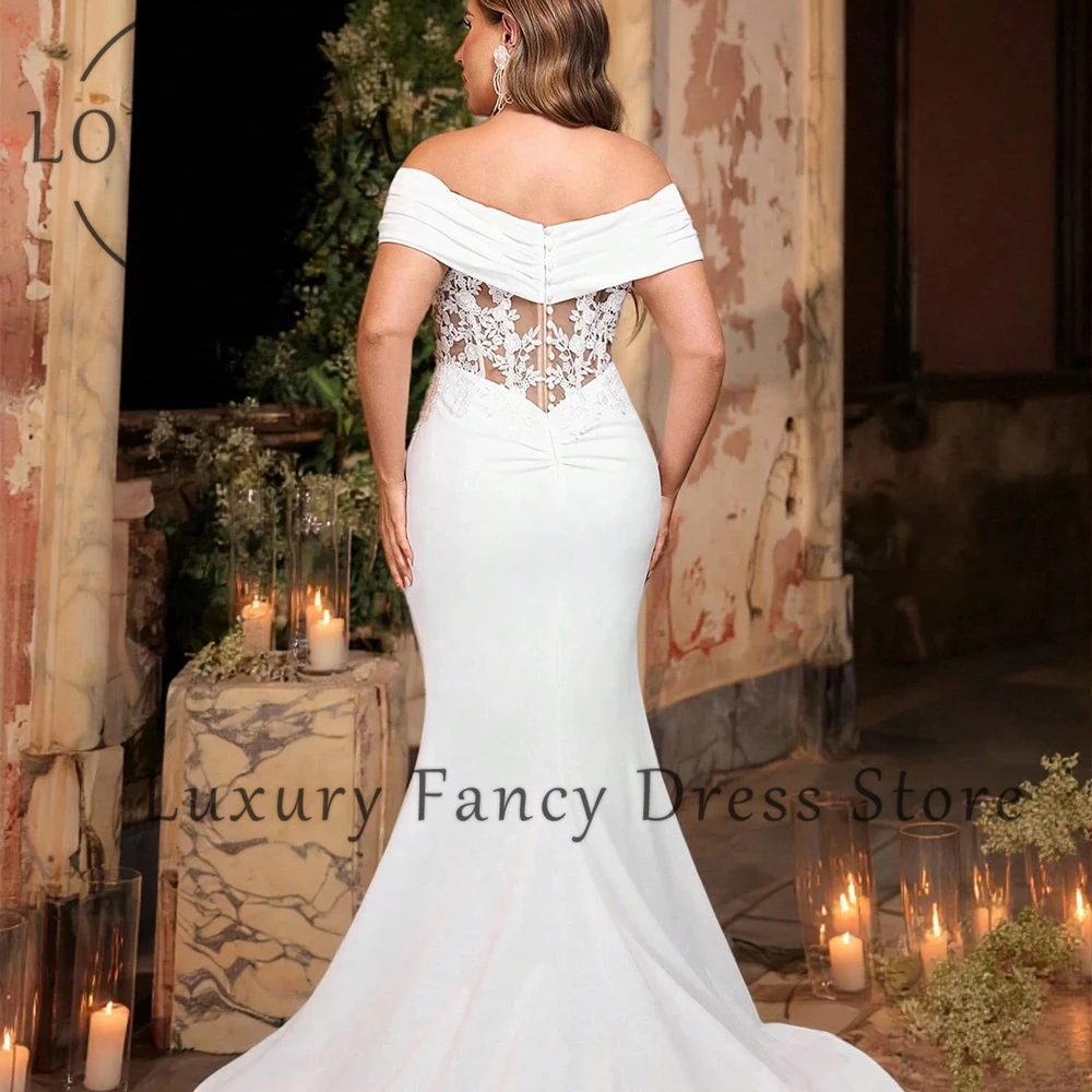 فساتين زفاف حورية البحر بسيطة للمرأة قبالة الكتف الجانب الشق فستان زفاف فستان العروس مخصص بلا أكمام vestidos de novia