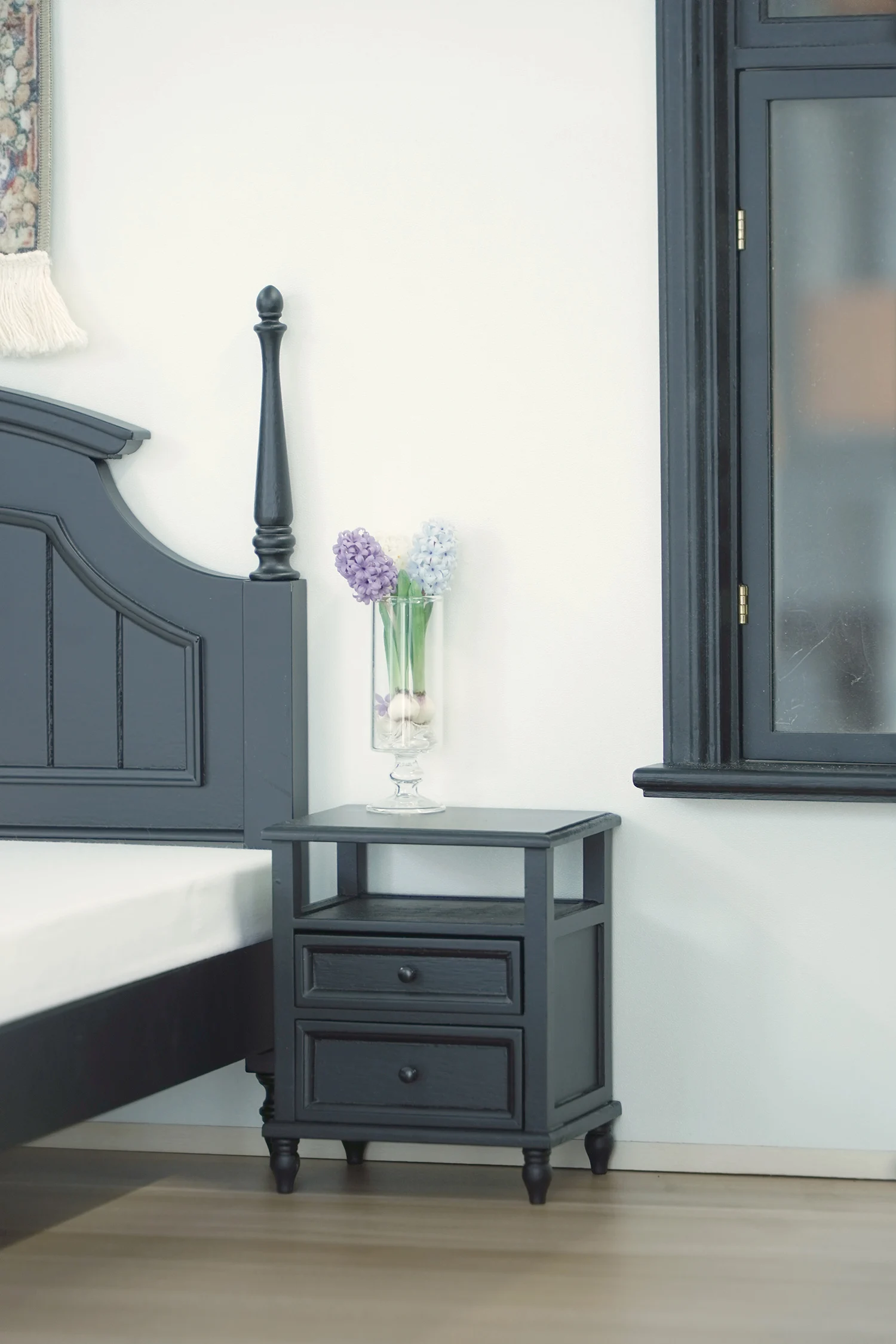 1/6 bjd ob11 ミニチュアドールハウス家具ミニモデル無垢材ベッドサイドテーブル