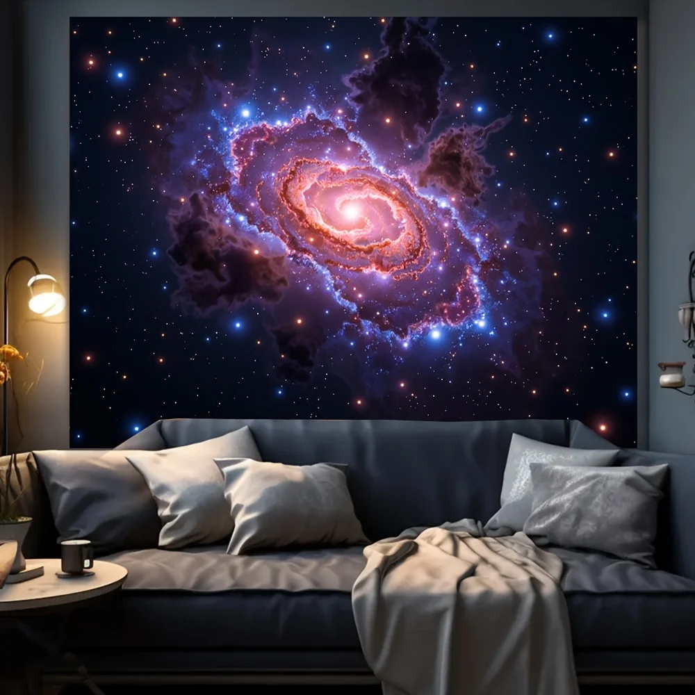 Spiral Galaxy Tapestry - Cosmic Space with Stars and Nebula for Home Decor and Aesthetic Beauty, Perfect for Living Spaces