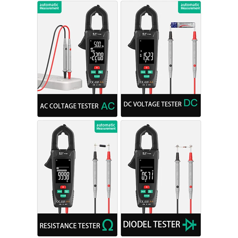 FY382 Big Screen Digital Clamp Meter AC DC Current Voltage Clamp Multimeter NCV Auto Range True RMS High Precision Current Clamp